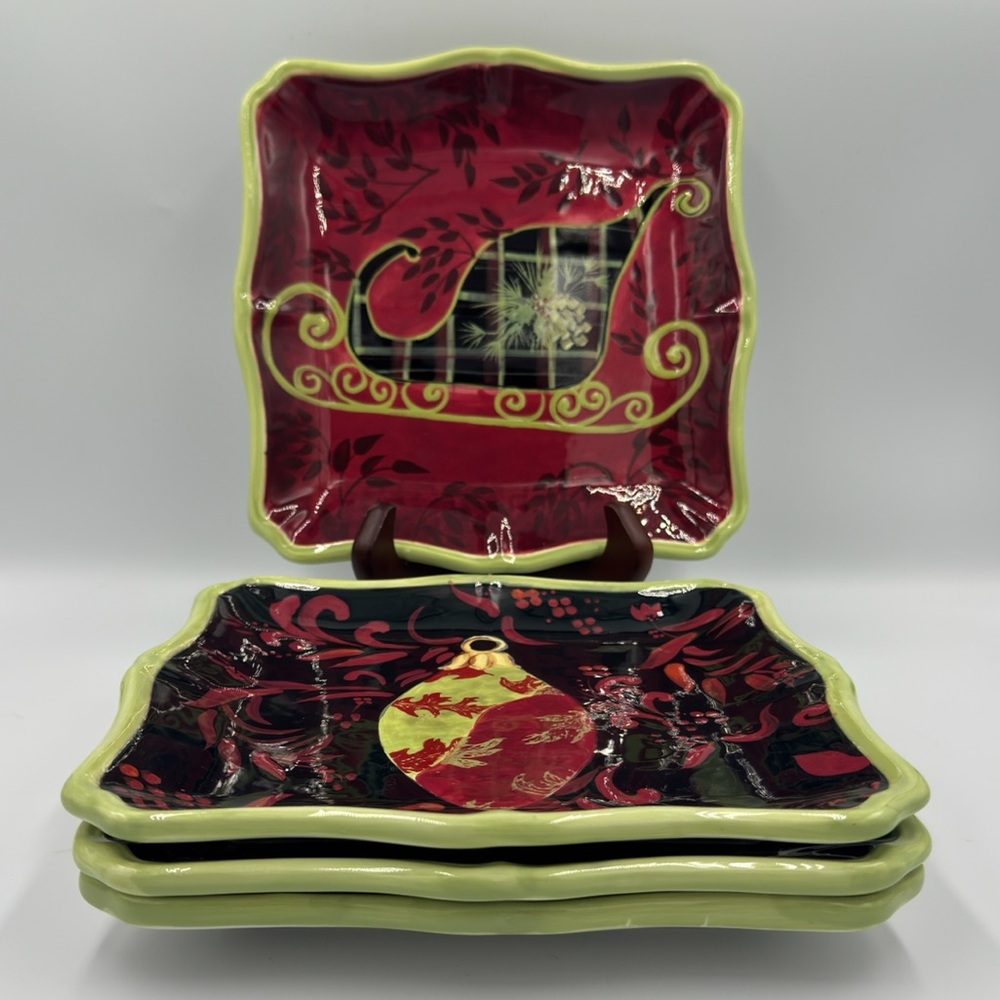 Certified International 4pc “Holiday Splendor" Plates by Patricia Brubaker